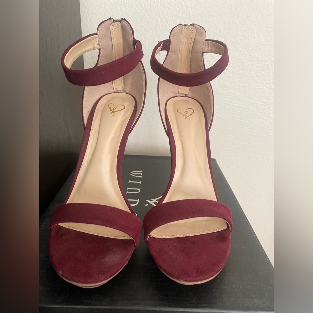 Burgundy suede heels